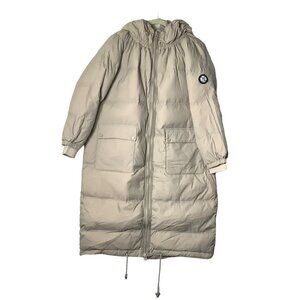 Yaloo Women Large Duck Down Feather Blend Fill Oversized Teacher Long Coat Hood